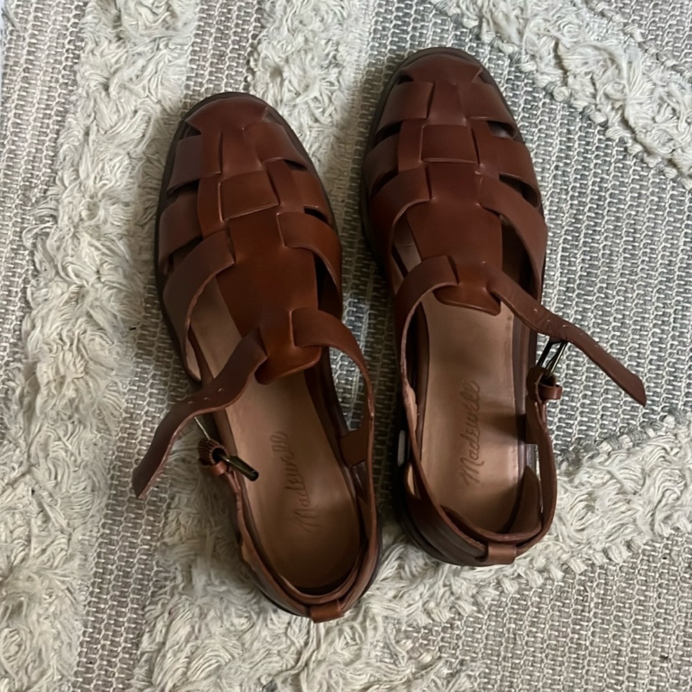 Madewell Rina Fisherman Caged Sandal flats  8.5